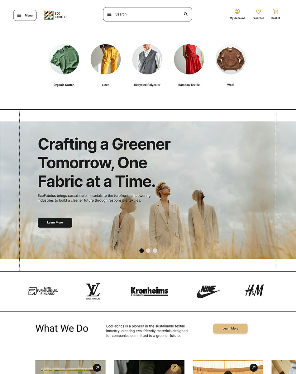 EcoFabrics homepage